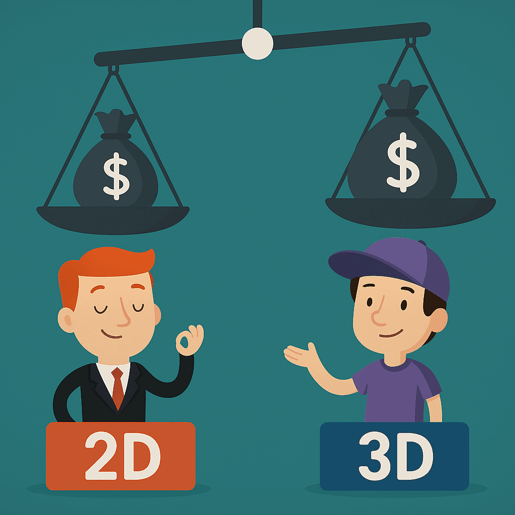 Kostenvergleich: 2D vs. 3D Erklärfilm – Was lohnt sich für Ihr Unternehmen?